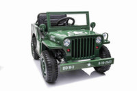 
              New 2022 Willys Jeep 4WD 12v single seat kids car - Army Green
            