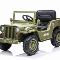 New 2022 Willys Jeep 4WD 12v single seat kids car - Olive green