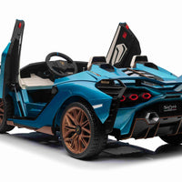 Lamborghini Sian, 24v, 4wd, 2 seater ride on car - Met Blue