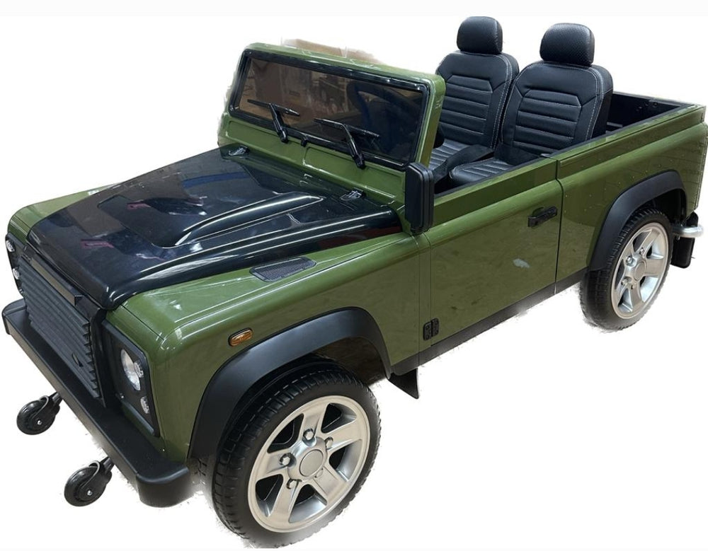 Land Rover Defender Style  2 Seater 24v 4wd kids ride on car - Green