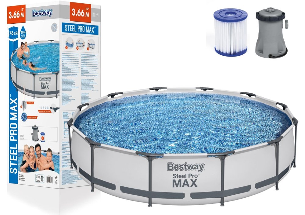 Bestway 12ft Steel PRO max Swimming Pool 56416 (366x76cm) with filter