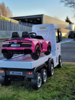 
              Licensed Mercedes 24v Kids electric ride on lorry with trailer - White Mp4
            