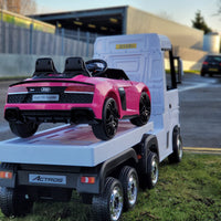 Licensed Mercedes 24v Kids electric ride on lorry with trailer - White Mp4