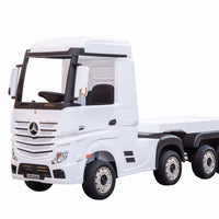 Licensed Mercedes 24v Kids electric ride on lorry with trailer - White Mp4