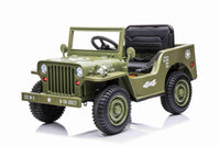 
              New 2022 Willys Jeep 4WD 12v single seat kids car - Olive green
            