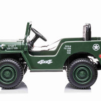 New 2022 Willys Jeep 4WD 12v single seat kids car - Army Green