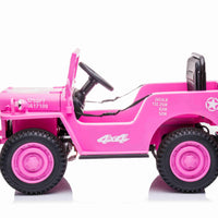 New 2022 Willys Jeep 4WD 12v single seat kids car - Pink