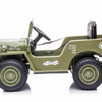 New 2022 Willys Jeep 4WD 12v single seat kids car - Olive green