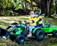 
              New 24v C4K kids electric ride on tractor and digger - Green
            