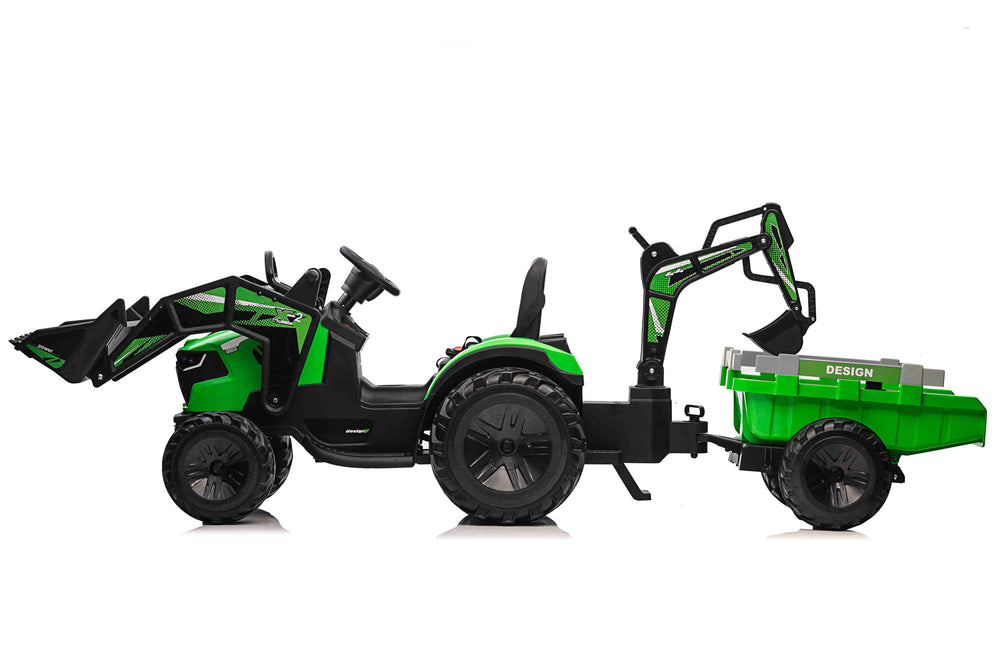 New 24v C4K kids electric ride on tractor and digger - Green