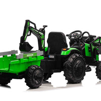 New 24v C4K kids electric ride on tractor and digger - Green