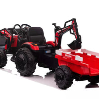 New 24v C4K kids electric ride on tractor and digger - Red