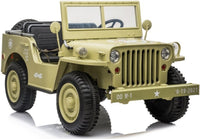 
              24V Willys Jeep 3 seater kids ride on car - Khaki green
            