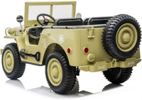 
              24V Willys Jeep 3 seater kids ride on car - Khaki green
            