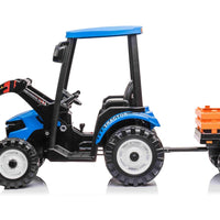 New 24v High roof kids electric ride on tractor with trailer - Blue