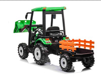 
              New 24v High roof kids electric ride on tractor with trailer - Green
            