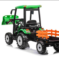 New 24v High roof kids electric ride on tractor with trailer - Green