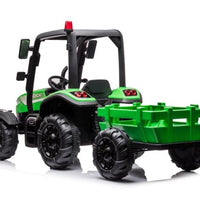 24v C4K high roof kids ride on tractor with trailer - Green
