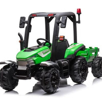 24v C4K high roof kids ride on tractor with trailer - Green