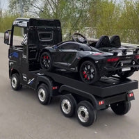 Licensed Mercedes 24v Kids electric ride on lorry with trailer - black Mp4